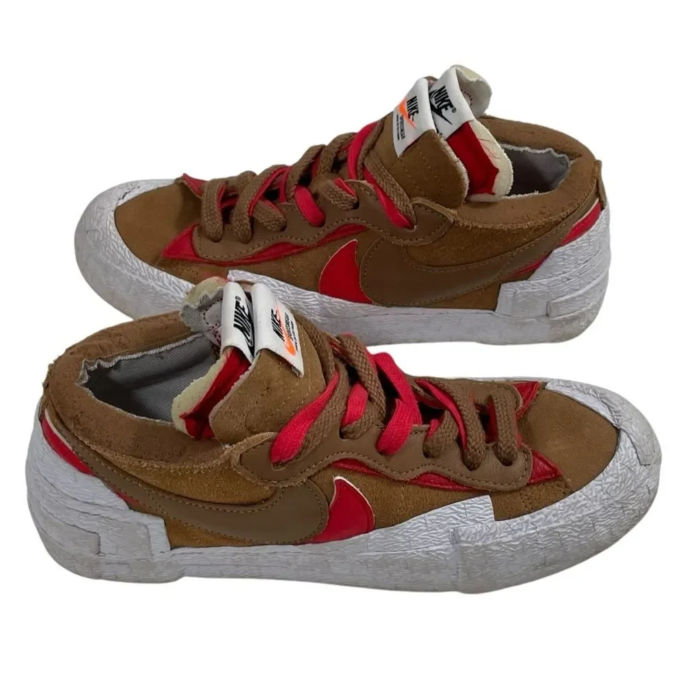 Nike‎ x Sacai Blazer Low Sneakers British Tan White University Red 5.5 Shoes